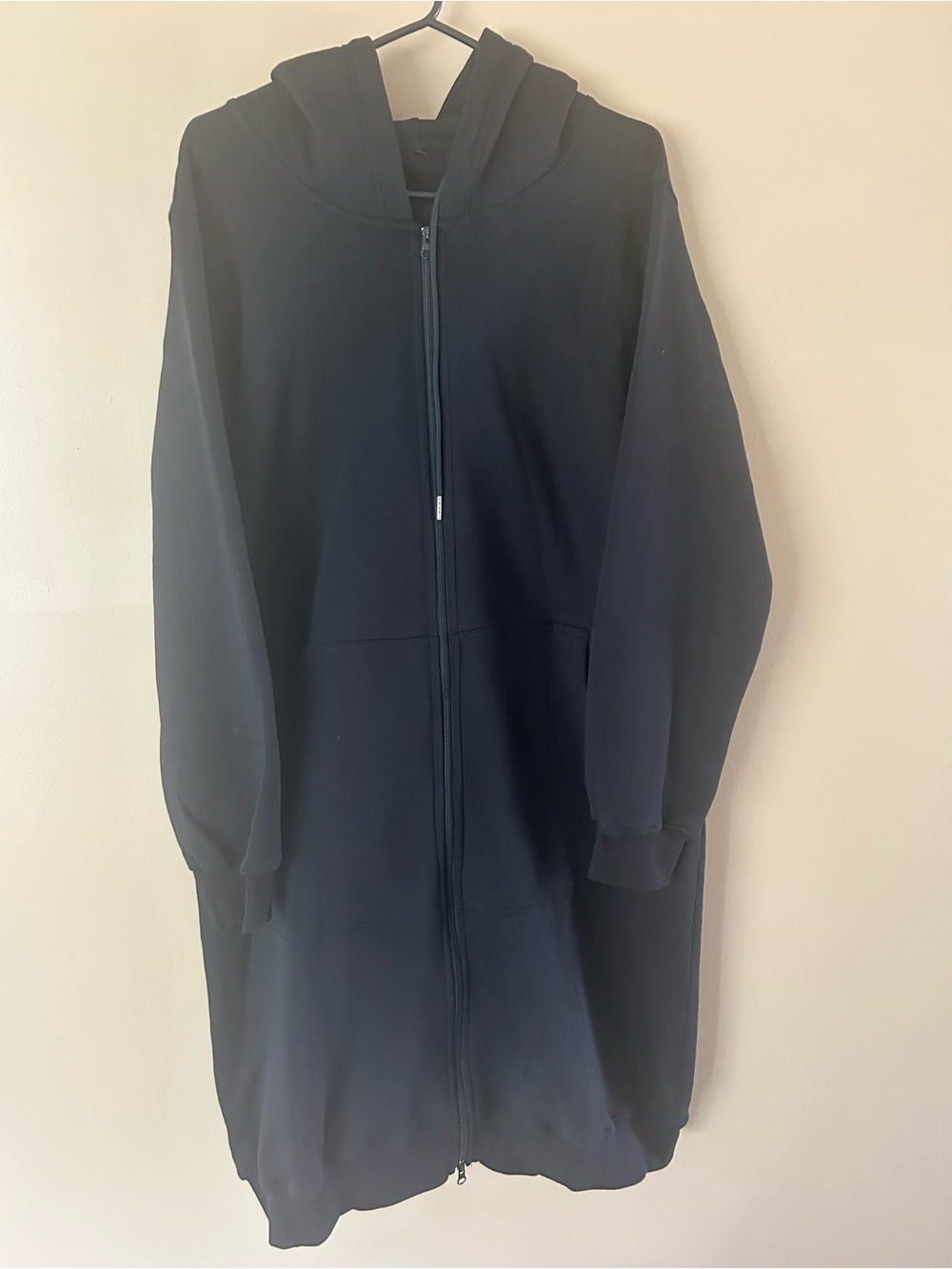 Source Unknown Black Long Zip Hoodie Coat